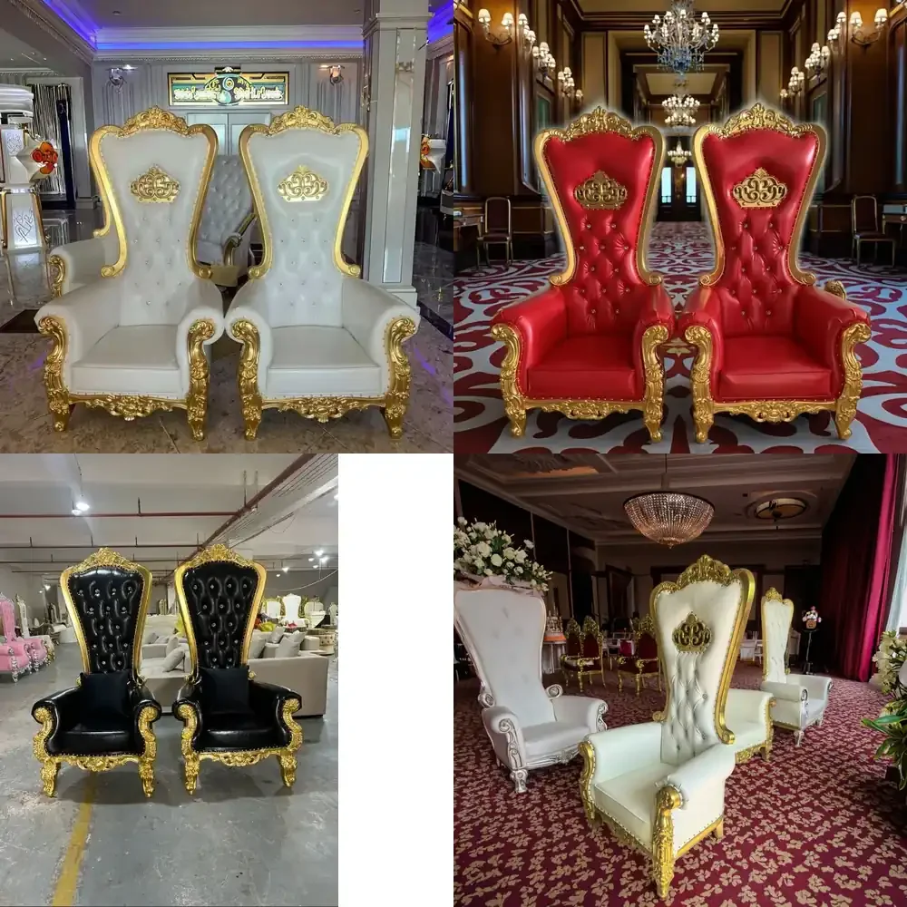 2026 Hot Sale Gold Royal Event Throne Chair for Wedding Ceremony for Bride and Groom Seats for Banquet Reception