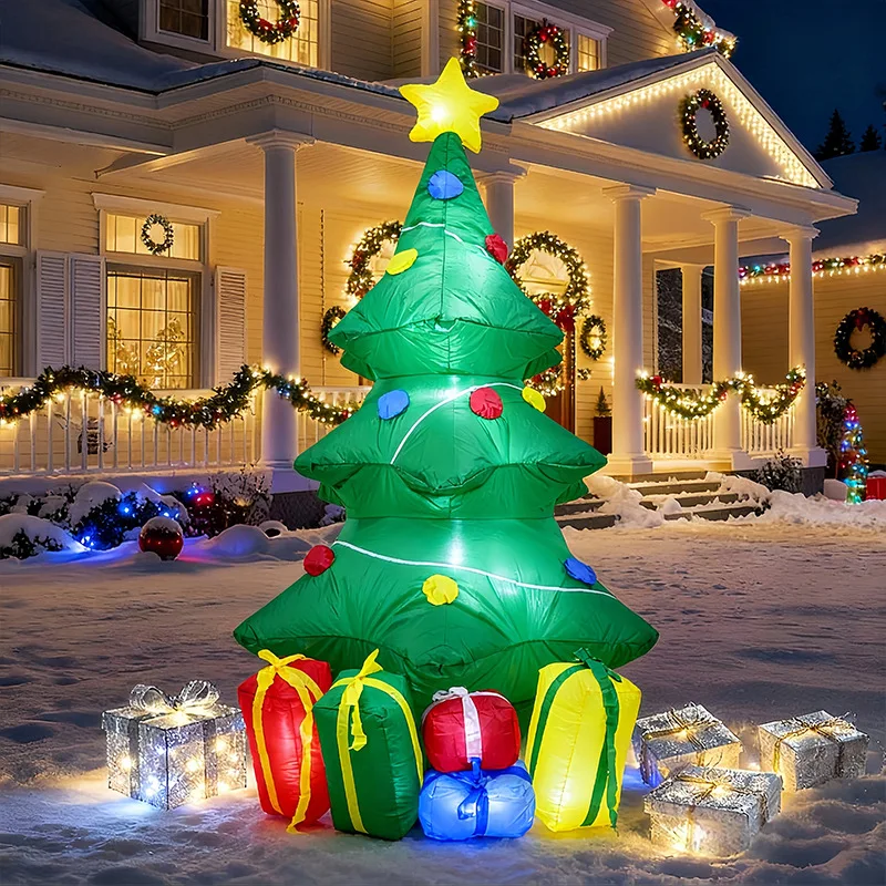 1.5M Christmas Inflatable Christmas Tree Air Mold with Gift Box LED Light Outdoor Garden Ornament Ornament