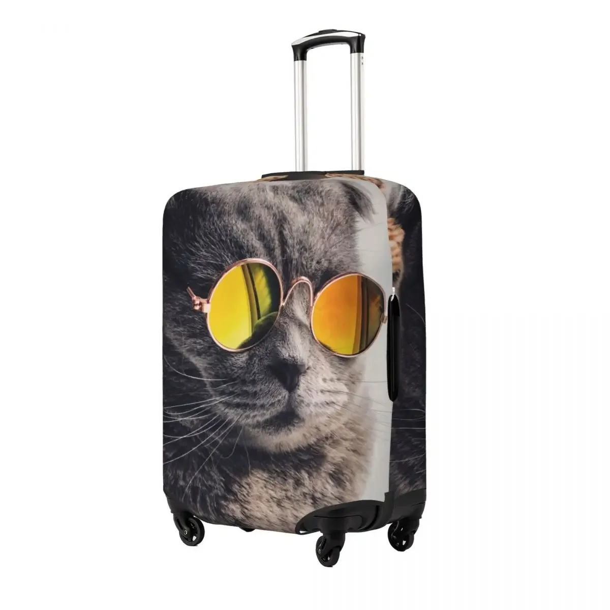 Glasses Cat Galaxy Print Luggage Protective Dust Covers Elastic Waterproof 18-32inch Suitcase Cover Travel Accessories