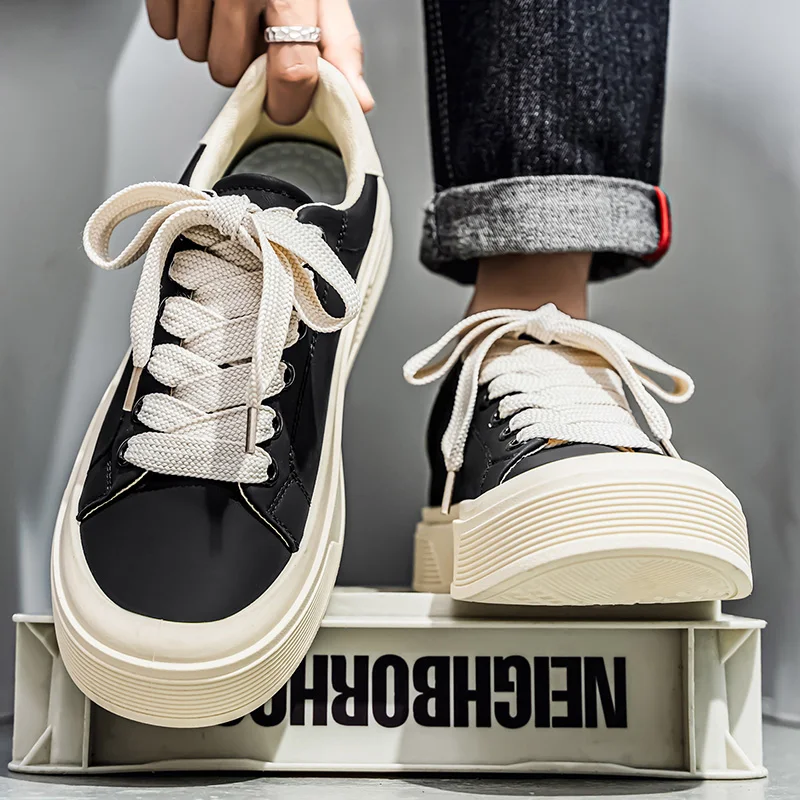 

Men's Shoes Autumn New Style Versatile Lace-up Sneakers, Korean Version with Thick Sole for Heightening, Casual Low-top Shoes