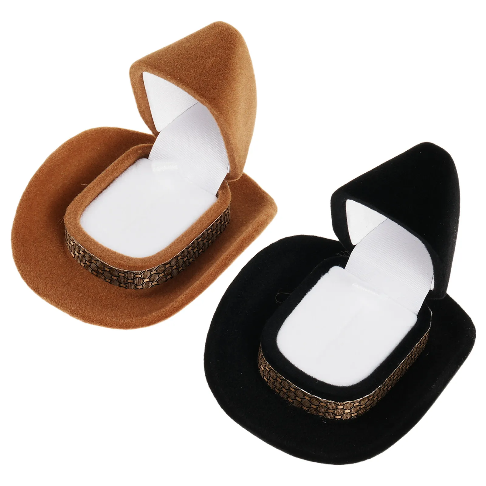 

Набор из 2 шт. винтажных шкатулок-шляпок для колец и ювелирных украшений, для свадебной церемонии и помолвки, для хранения