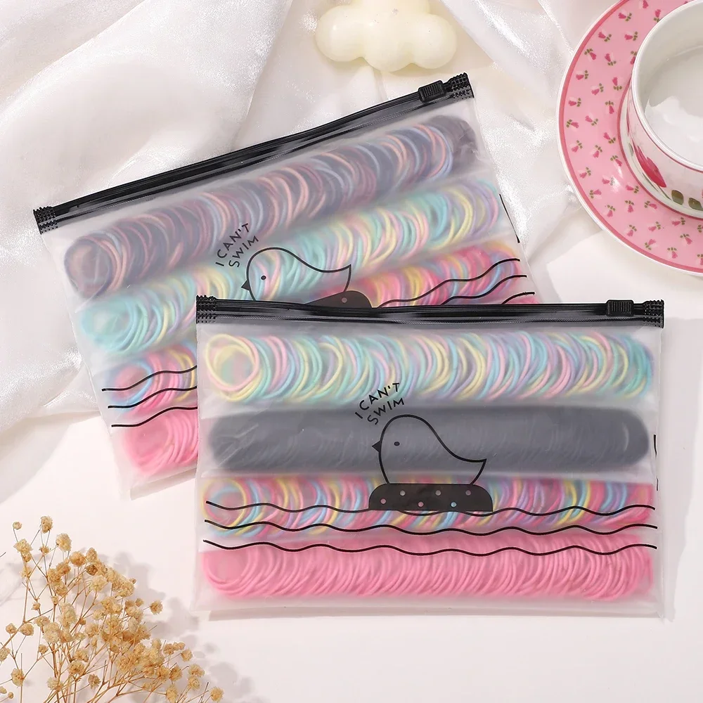 Ikat rambut anak perempuan, aksesori ikat rambut 100 buah/set 2.5cm warna-warni elastis pegangan ekor kuda untuk anak perempuan 2025