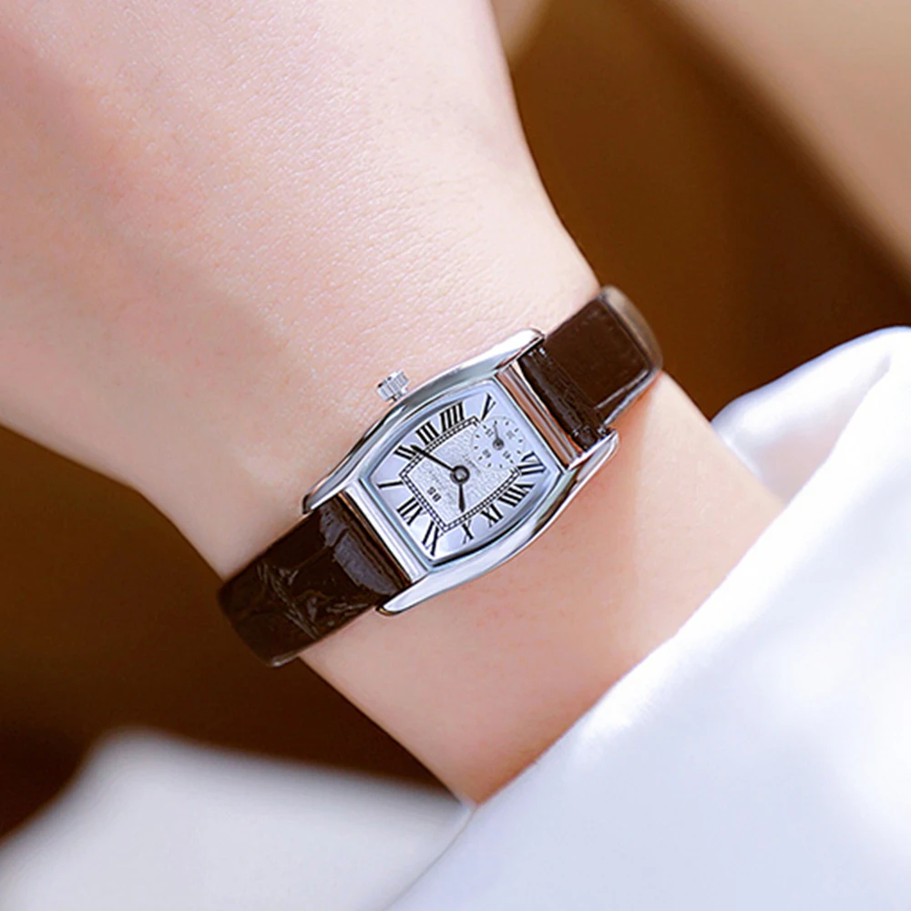 Легкие роскошные женские кварцевые часы с кожаным ремешком, винтажные женские наручные часы, водонепроницаемые женские часы с квадратным циферблатом