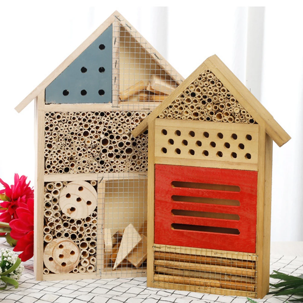 Wooden Insect Bee Butterfly House Wood Bug Room Hotel Shelter Garden Decoration Nests Box Insects Box for Outdoor Garden Yard