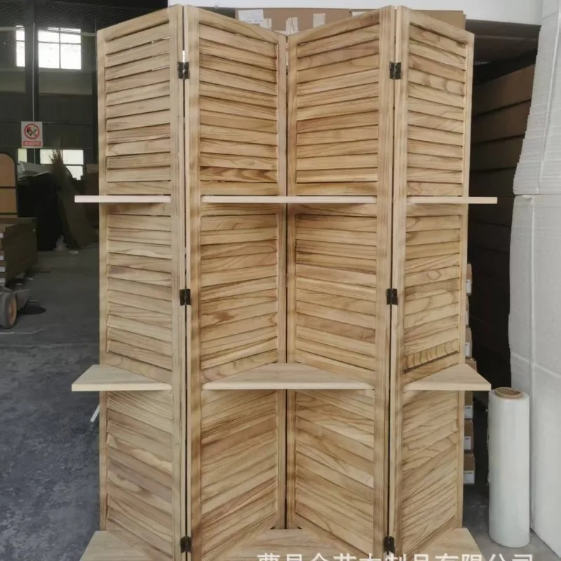 Wholesale Japanese-style solid wood screen partition, living room entrance with baffle, simple modern folding, mobile entry door