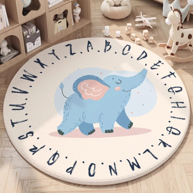 Cartoon Tier Rund Flauschiger Teppich Für Kinderzimmer Dekor_voghion.com