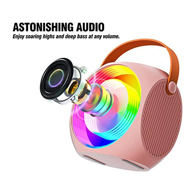 Portable Bluetooth Karaoke Speaker Machine With 2 Microphones, Suitable For Birthday Gifts Home Parties