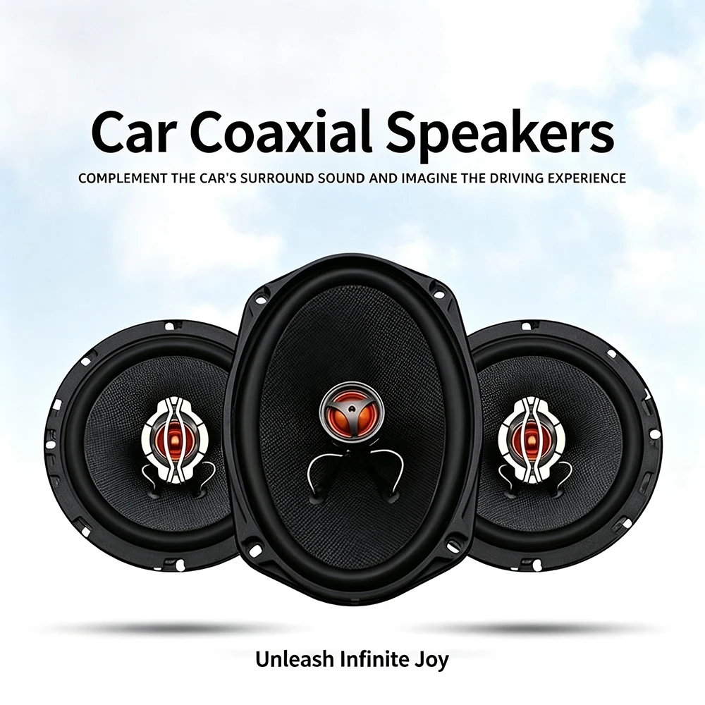 Car Audio Speaker 4/5/6.5 Inch Universal Coaxial Full-Range Speaker, High-Mid-Bass Driver for Vehicle Stereo Upgrade