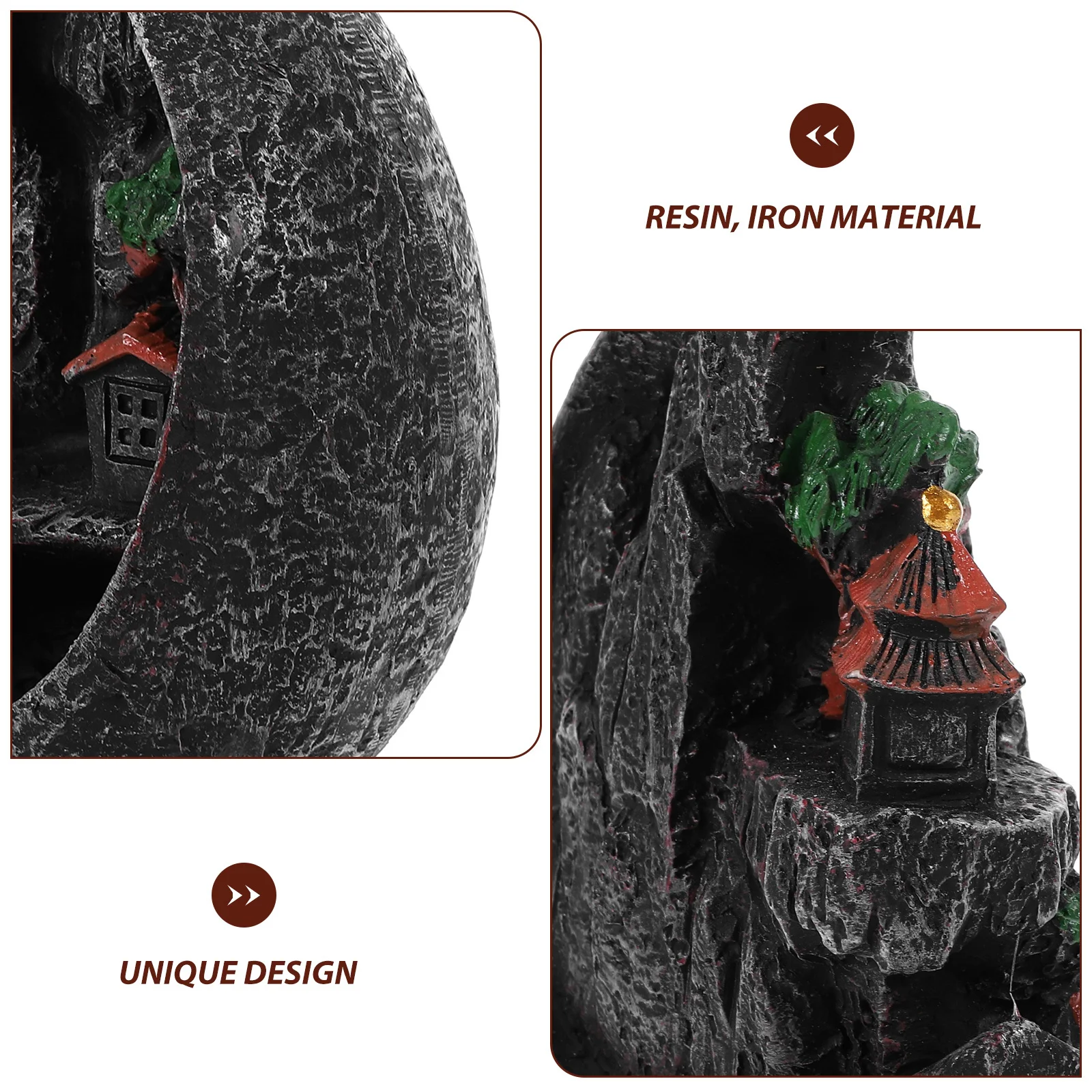 

Waterfall Incense Burner Resin Iron Material Serene Atmosphere Aromatherapy Desktop Decor Creative Present Incense Cone Holder