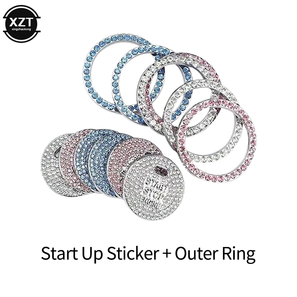 Car One-click Start Button Car Interior Engine Ignition Start Stop Button Protective Cover Crystal Decoration Car Accessories