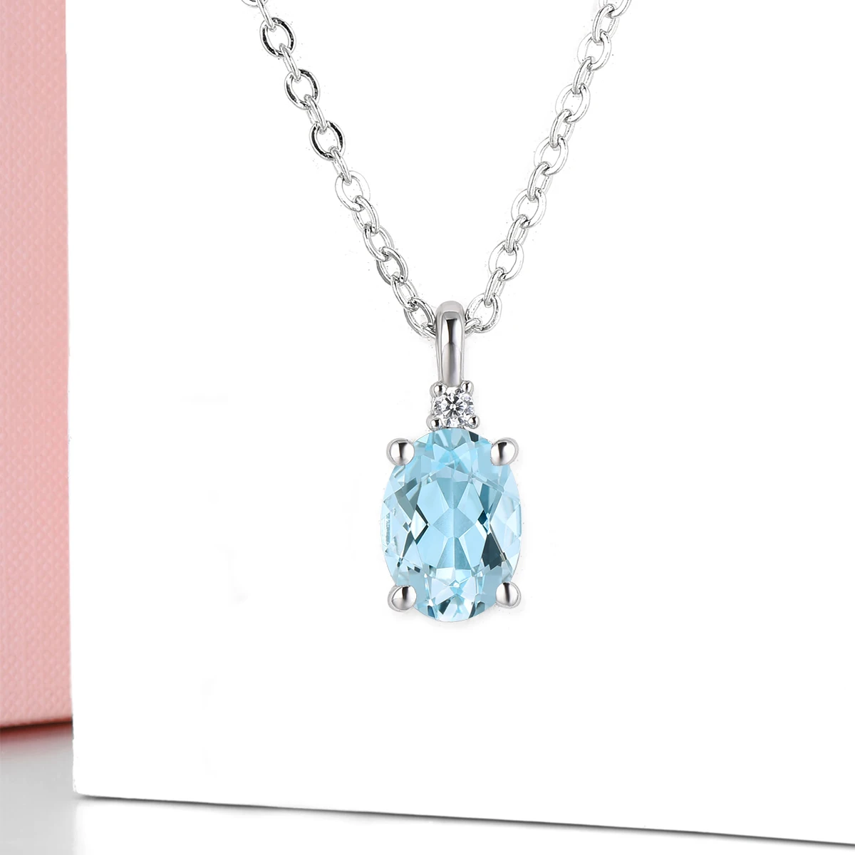 Imagem -03 - Lohaspie-pingente Aquamarine Natural para Mulheres Pedras Preciosas Azul Claro Jóias com Diamante Clássico Personalizável Ouro 9k Branco Real 07 Quilates