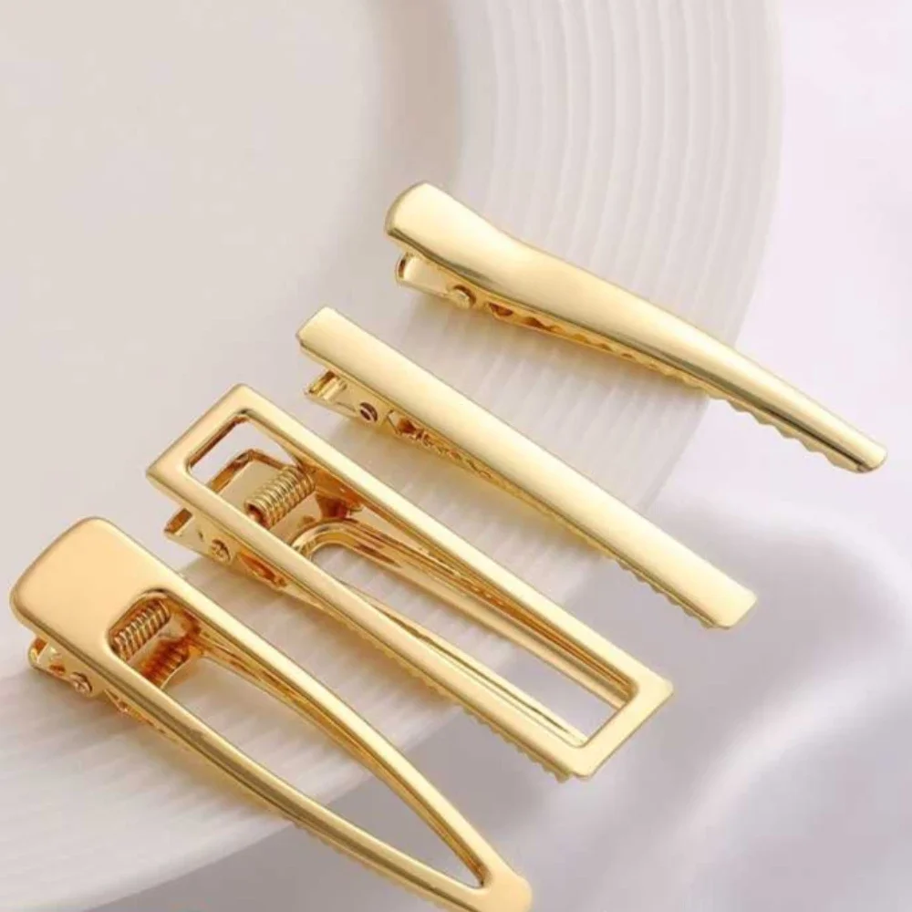 Horquillas de Metal coreanas para mujer, flequillo calado Simple, Clips laterales, horquilla de Color dorado, accesorios para el cabello roto, 3 uds.