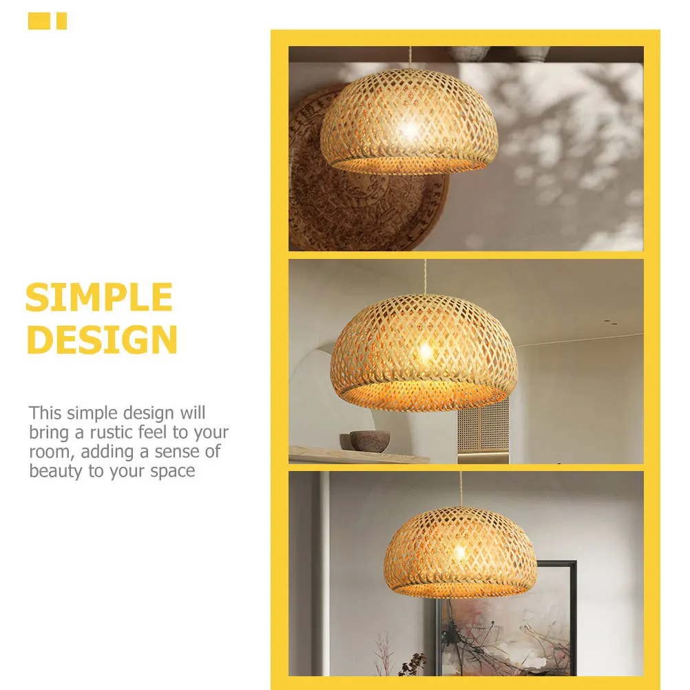 

Bamboo Rustic Hanging Lamp Shade Woven Design Durable Lamp Cover for Ceiling Light Bedroom Hotel Decor Accent Lampshades Small