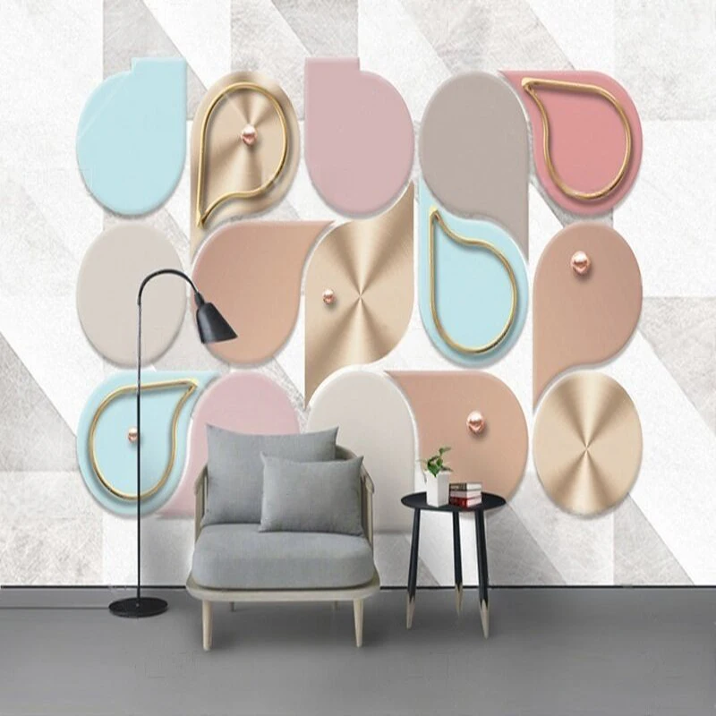 

MU9170 Nordic fresh modern simple three-dimensional geometric iron art mural TV bedroom home decoration background wall