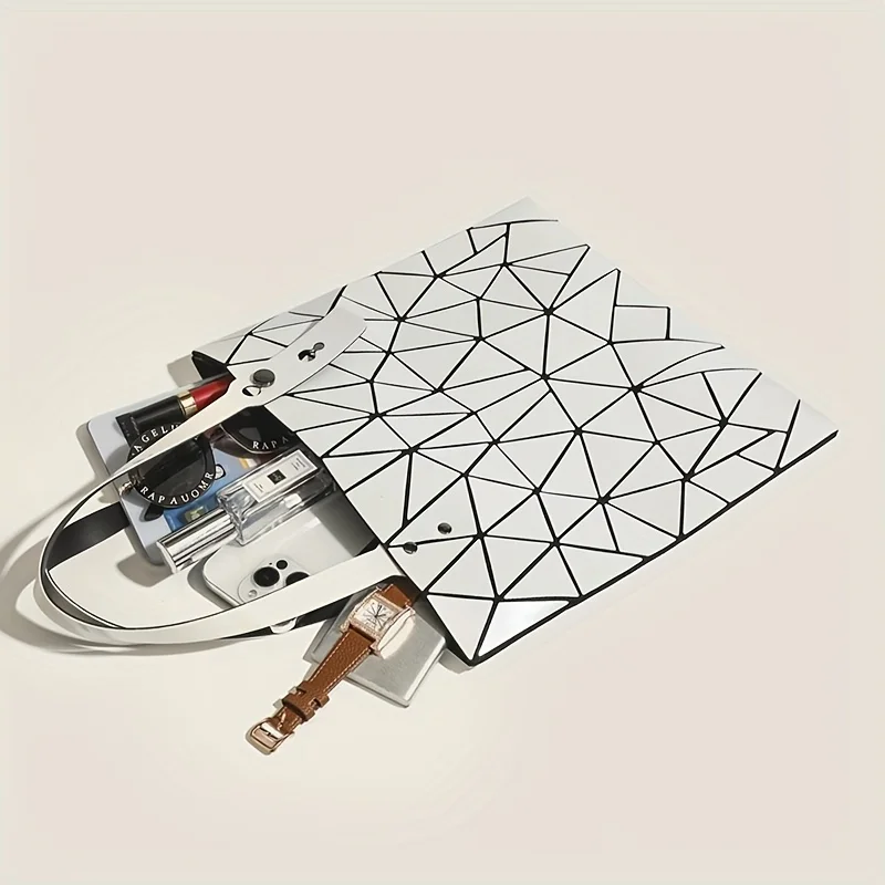 حقائب اليد النسائية الجديدة نمط الماس الهندسي حمل حقيبة سيدة حقائب الكتف المواد البلاستيكية حقيبة تسوق سعة كبيرة