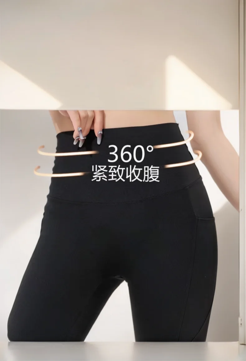 여성용 레깅스 형광 레트로 여성용 면 무릎 길이 레이스 바지 중간 길이 크롭 팬츠 구멍 뚫린 아이스 팬츠