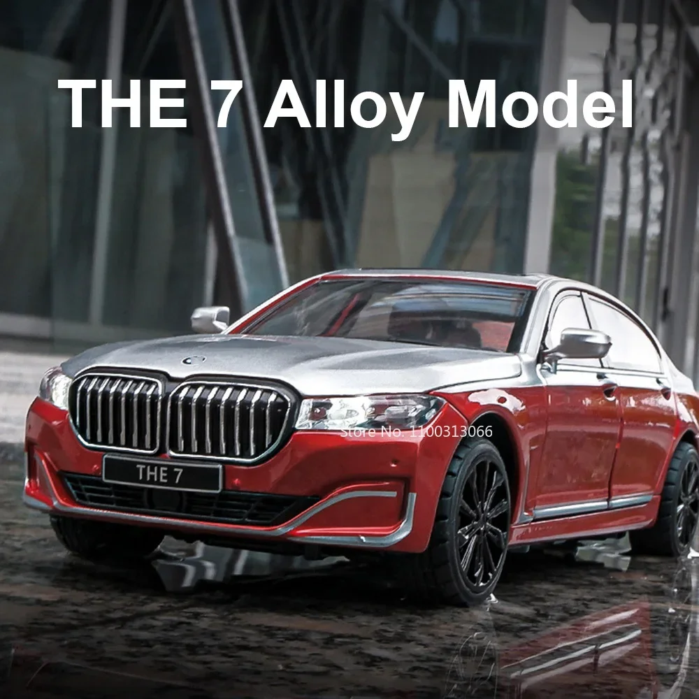 1:24 BMW THE760Li  Alloy Diecast Model Toy Cars Sound Light Doors Opened Pull Back Shock Absorption Simulation Vehicles Kid Gift