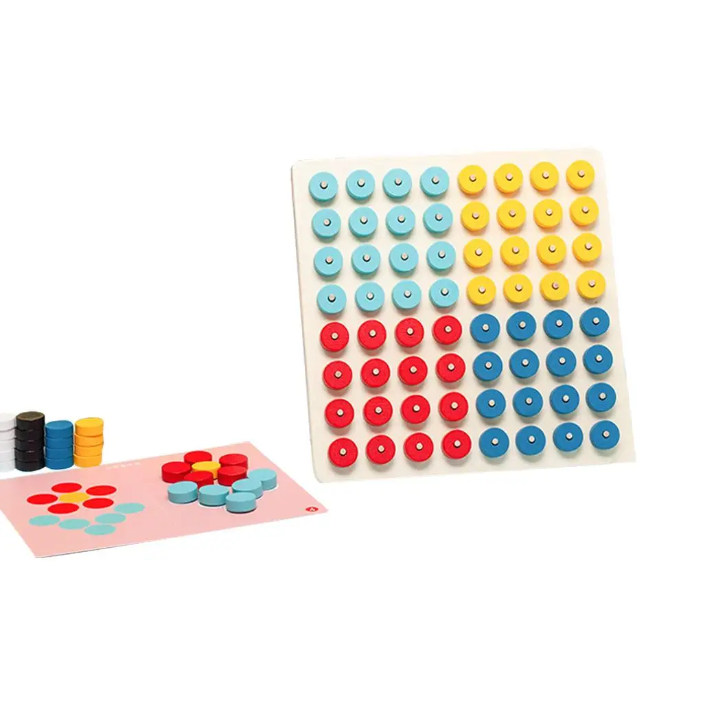 Wood Color Assorting Stacking Pegs Puzzles Montessori Toy Birthday Gift