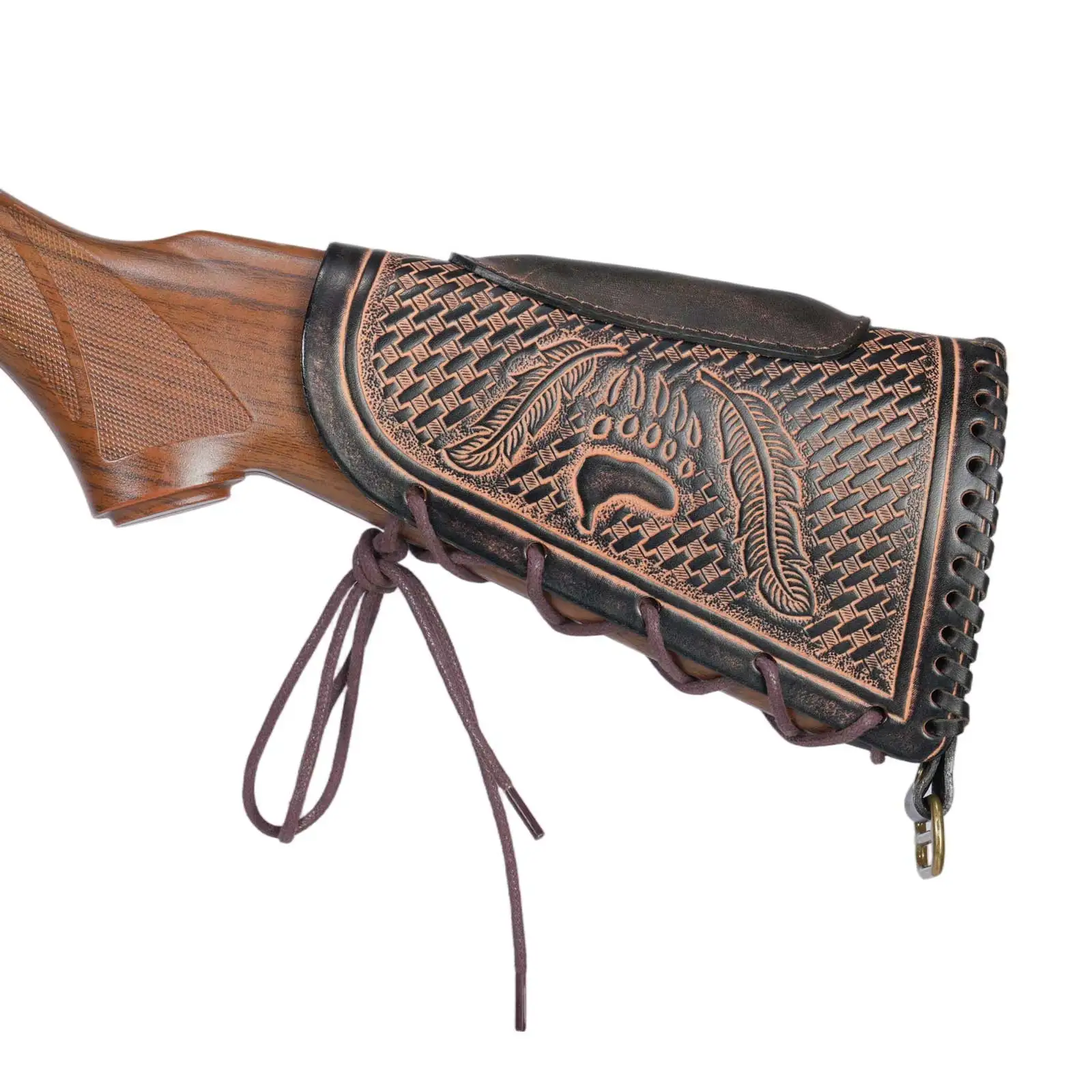 Tourbon Jagd-Leder-Gewehrschaftabdeckung, verstellbare Gewehrschaftauflage mit Munitionsschlaufen, passend für 30.06, 30.30, 308 usw. – Detail 19
