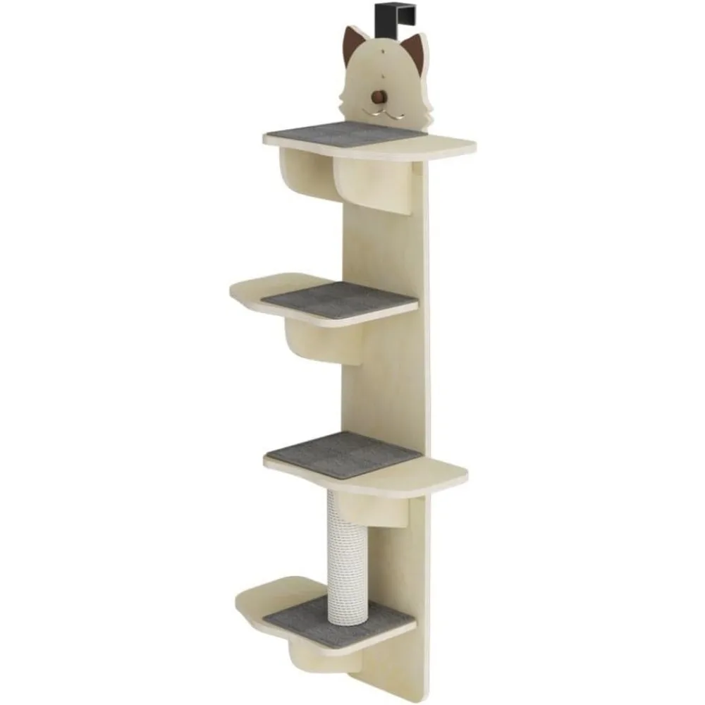 

Cat Easy to Clean Climbing Frame Nest Tree Solid Wood Door Wall Type Jumping Platform Without Drilling Climbers