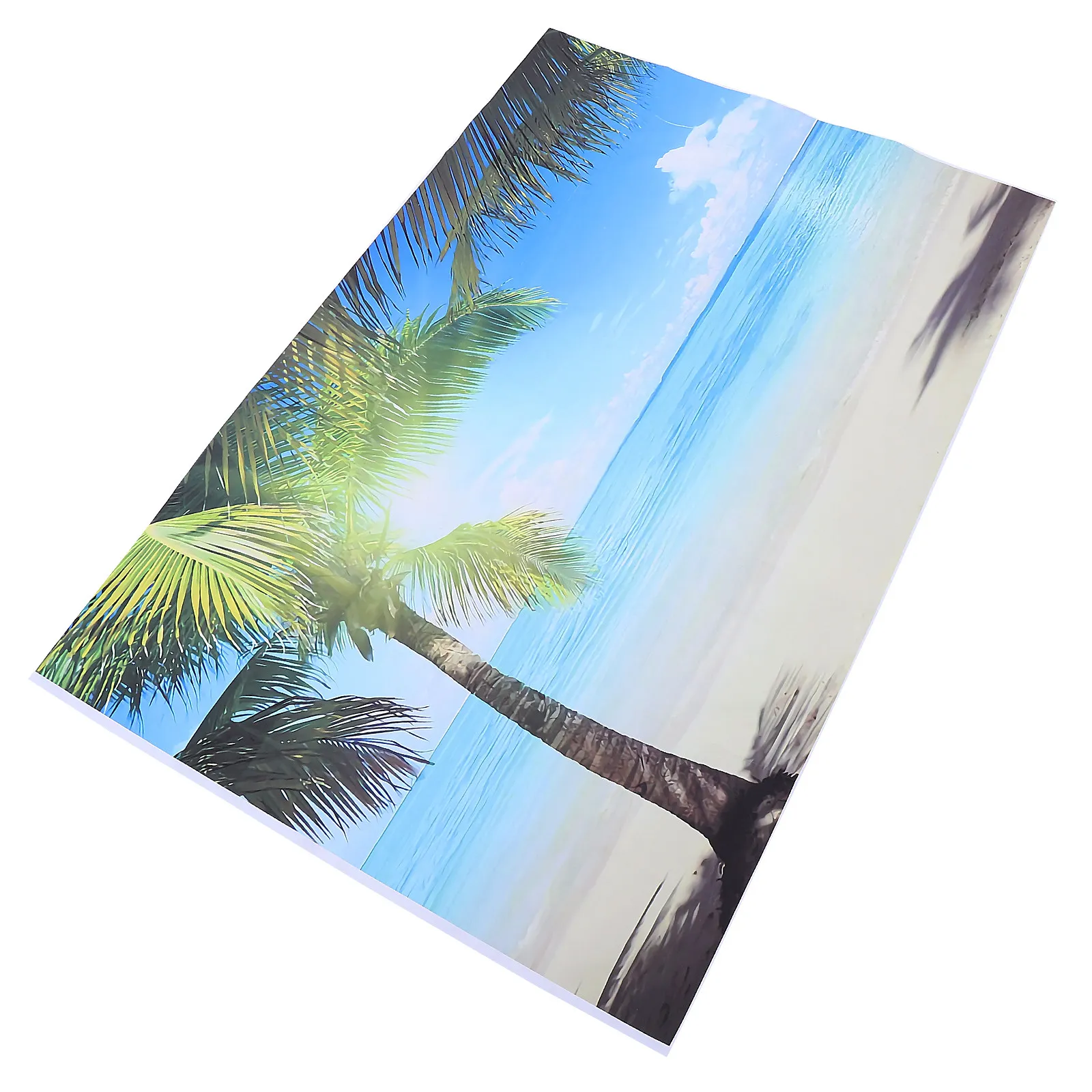 Tela de Fondo para Fotografía, Decoración Ligera con Diseño de Playa, Palmeras Tropicales, Piscina y Paisaje Oceánico