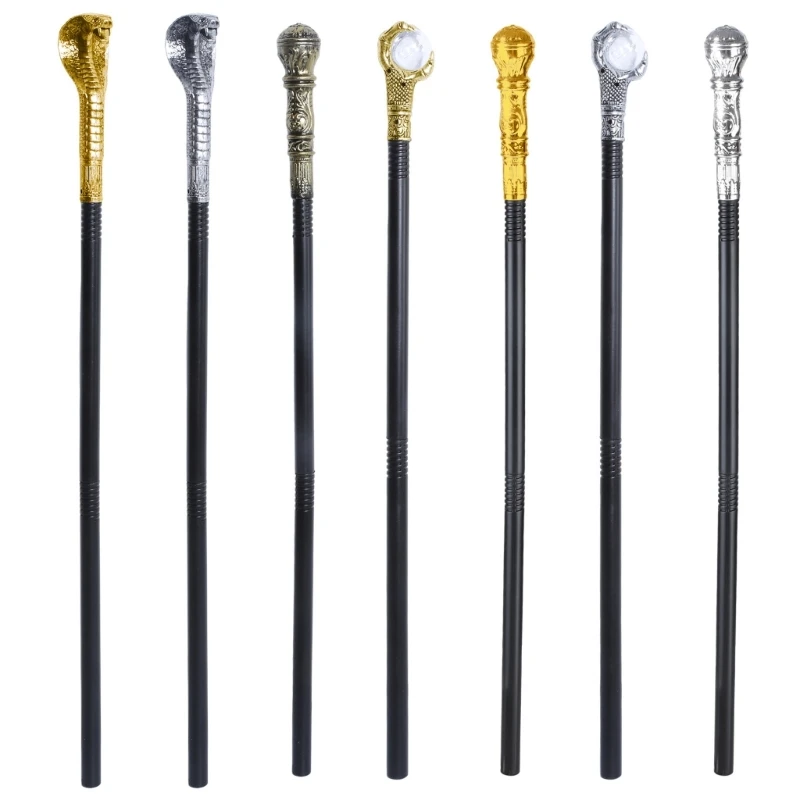 

652F 23.62inches Snake Cobras Cane Pharaoh Scepter Pimp Wizard Staff Halloween Cosplay Costume Accessories for Women Men