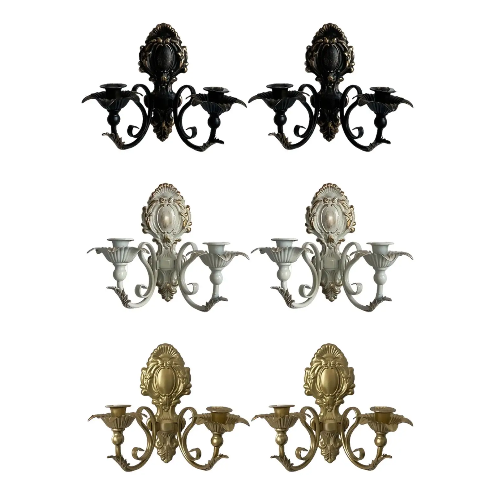Rustic Wall Candle Sconces Vintage Iron Art Candlestick Holders for Dining Room Decor Centerpieces