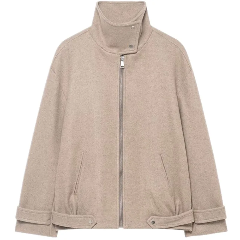 شتاء 2025 ملابس خارجية نسائية طويلة Sve Pilot Jaet بياقة واقفة متعددة الاستخدامات وصلت حديثًا معطف صوفي أنيق 938634 #5