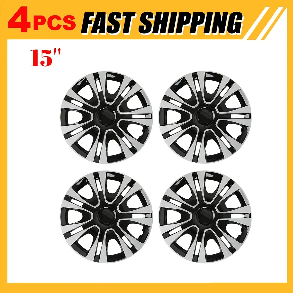 

15 Inch 4pcs Universal Hub Covers, Car Tire Caps, Wheel Decoration Covers, Snap-On Installation, Durable, Wear-Resistant, Easy to Install, Suitable for Various Vehicle Models