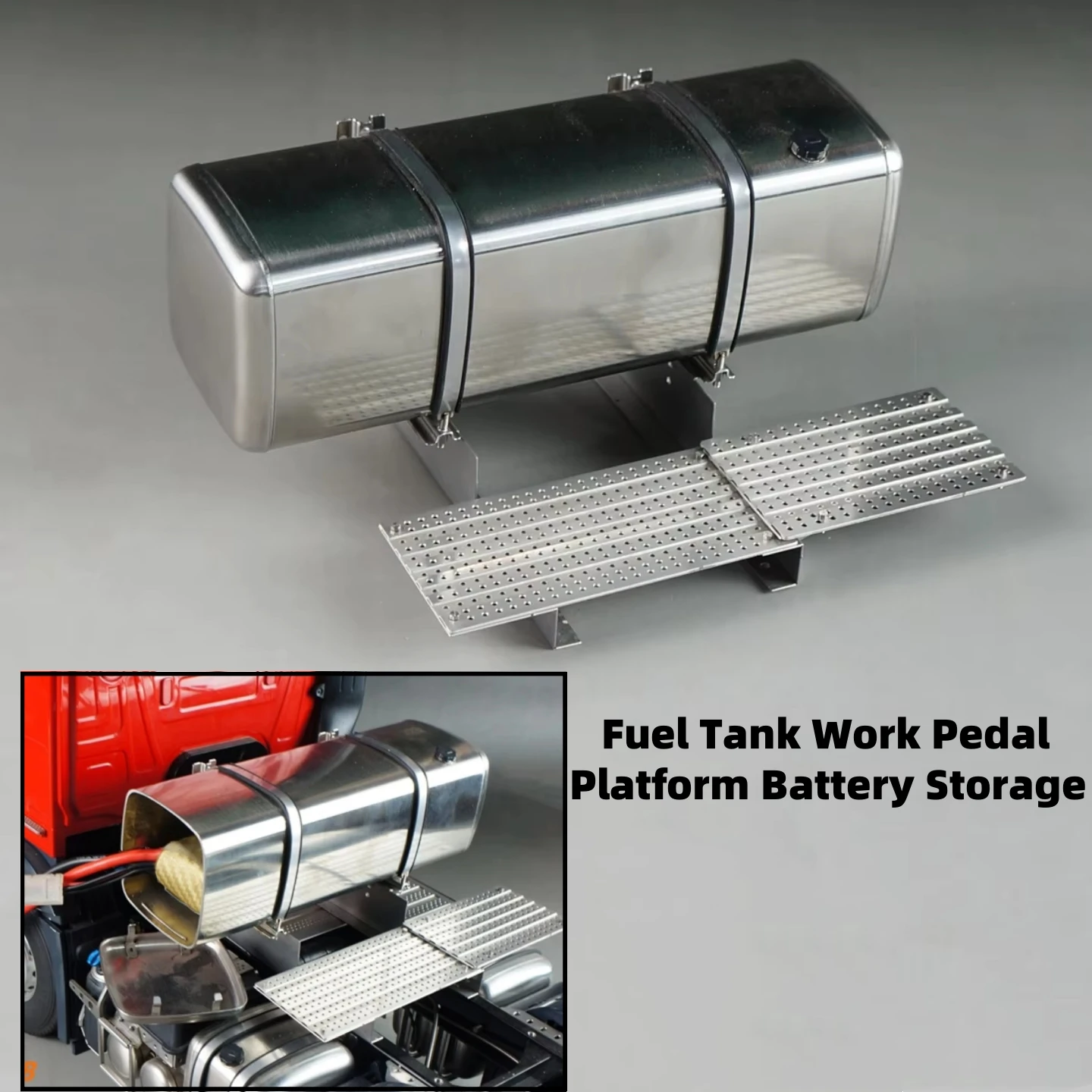 

Топливный бак, рабочая педаль, платформа для хранения аккумулятора, обновление для 1/14 Tamiya RC Scania 770S MAN Benz VOLVOO RC Trailer Tractor