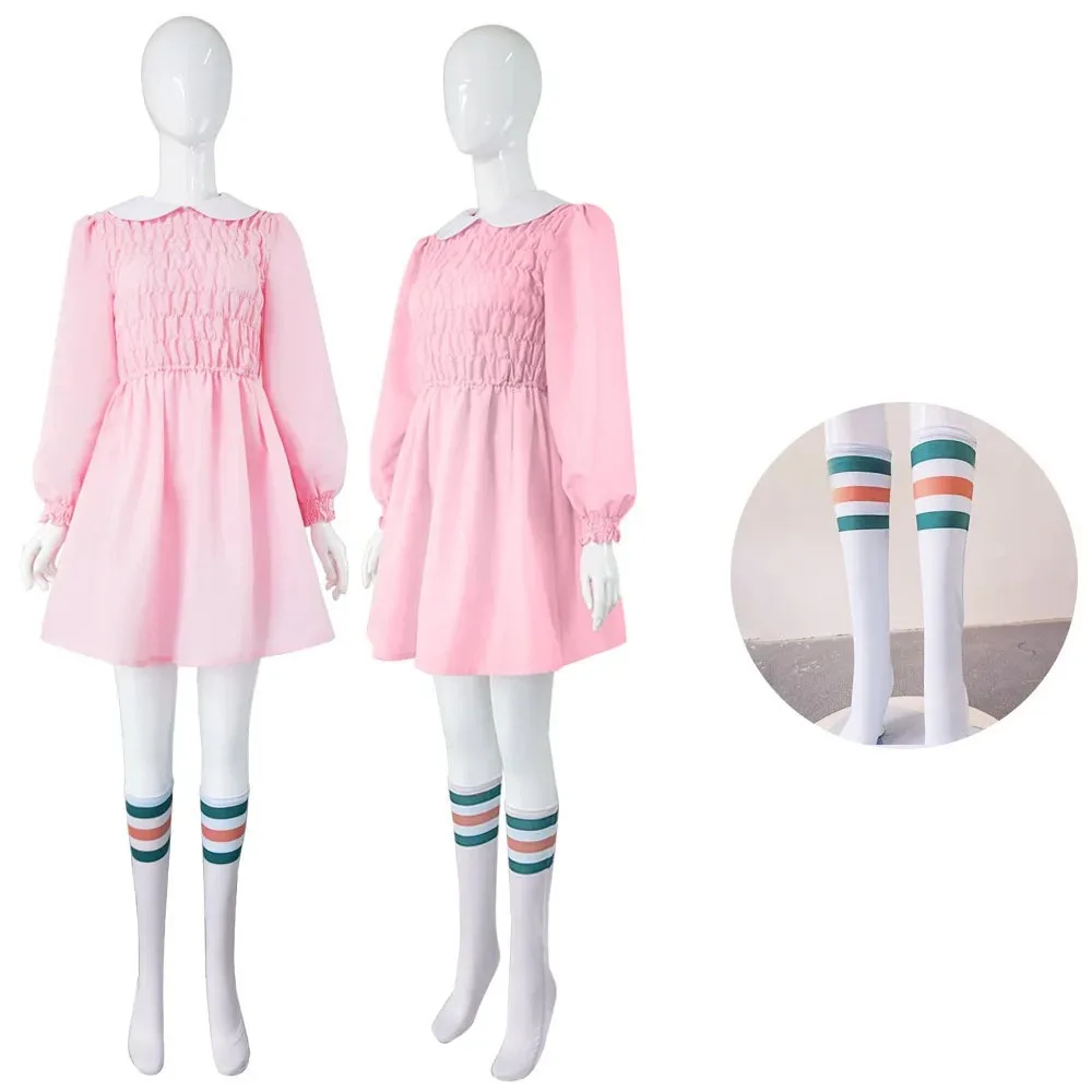 

Anime Stranger Story 4 Eleven Cosplay Costume Long Sleeve Pink Dress Outfits for Girls Role Play Suit Halloween Carnival Party