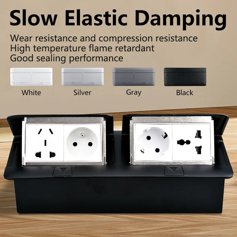 EU Floor Socket Hidden Desktop Socket with USB HDMI Cabinet Table Electrical Outlet Recessed Power Strip Socket 146x220mm