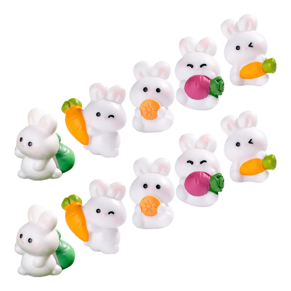 

Garden Mini Rabbit Ornament Creative Terrarium Decor Cute Bunny Figurines Resin Decorations