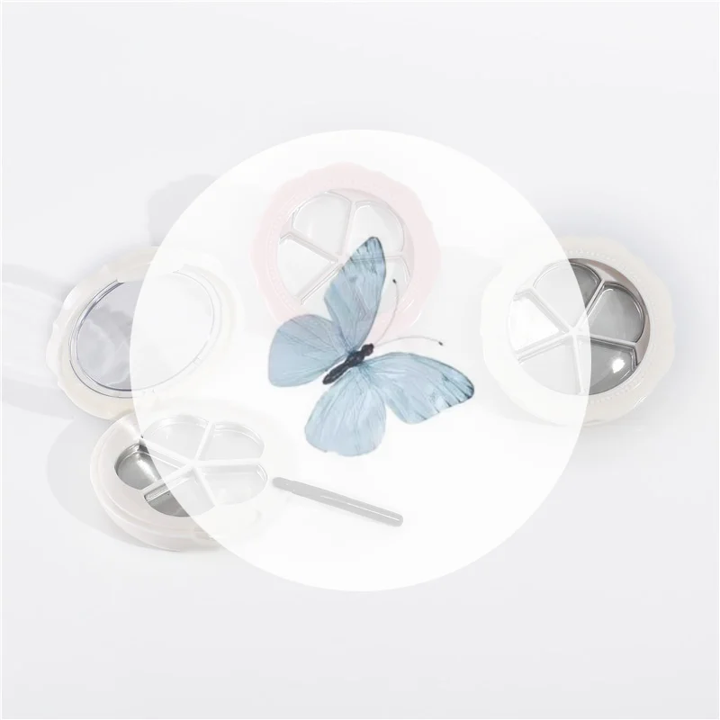 1 pçs flor vazia 5 grades em pó compacto sombra caso batom recipiente diy blush caixa com escova e espelho