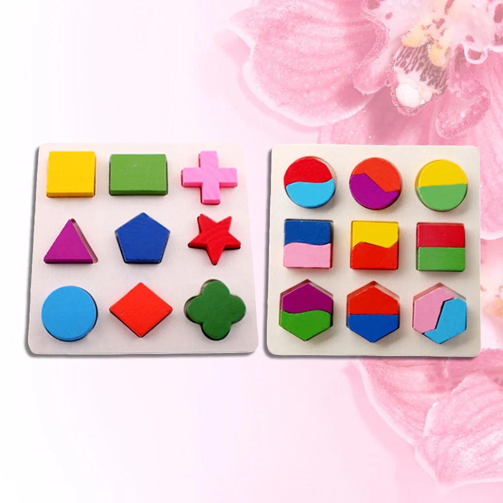 2-teiliges kognitives Form-Puzzle-Brett für Kinder, pädagogisches Frühlernspiel zur Farb- und Formerkennung aus Holz