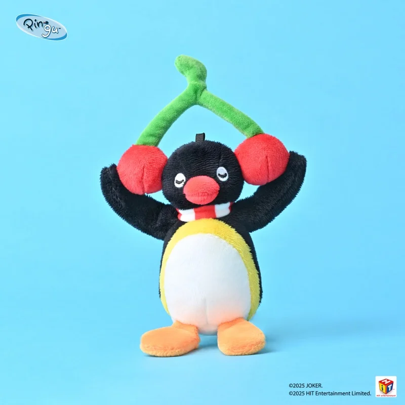 Novo genuíno pingu brinquedo de pelúcia pinguim criativo série frutas brinquedo pinguim brinquedo de pelúcia cereja escuta chaveiro de pelúcia presente crianças brinquedo
