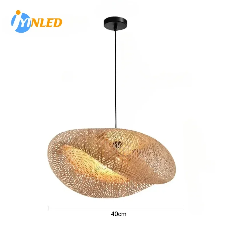 

Dia40cm Art Asian Hanging Ceiling Lamps Bamboo Wicker Rattan Shade Pendant Lights Restaurant E26/E27 Bamboo Chandeliers Fixture