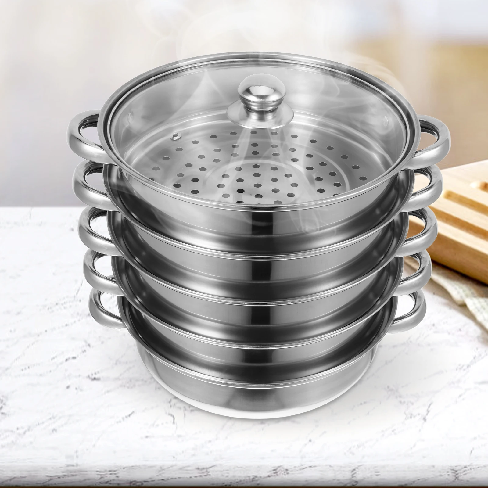 

1 Set Stainless Steel Steamer 5-Tier Soup Pot For Healthy Cooking Multifunctional Tiered Steaming Pot Kitchen Accessories