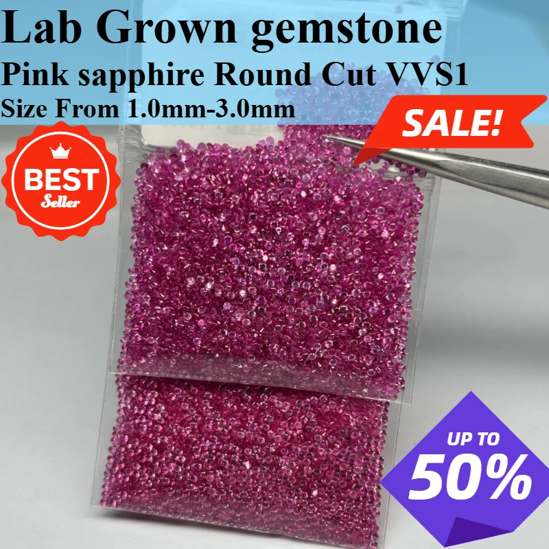 

Pink Sapphire Laboratory Gemstone Round Cut Top Quality Charm Beads for Diy Jewelry Making Rings Selectable AGL Certificate