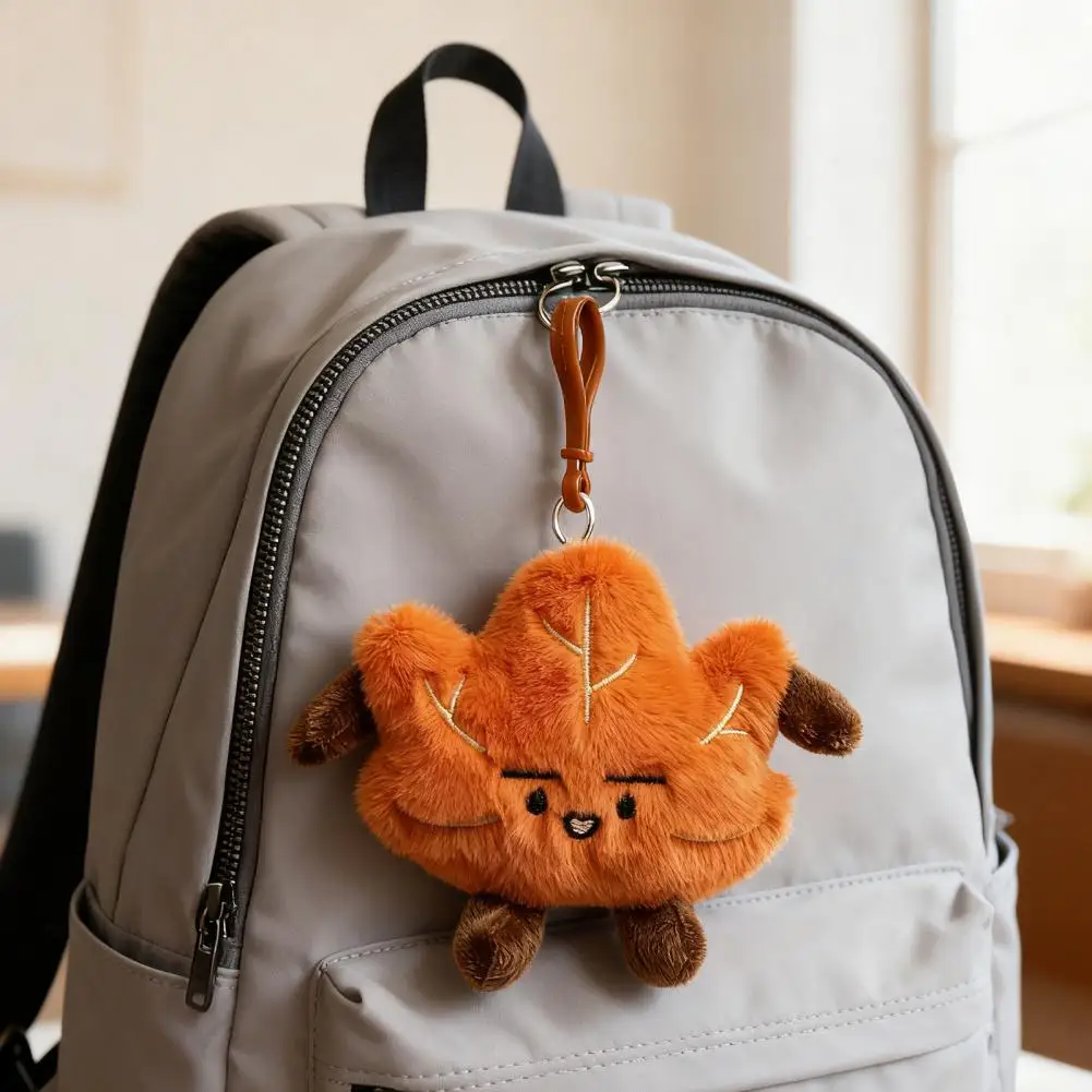 Soft Plush Keychain Maple Leaf Plush Keychain Autumn Toy Pendant Cute Cartoon Anime Backpack Charm Soft Doll Accessory Birthday