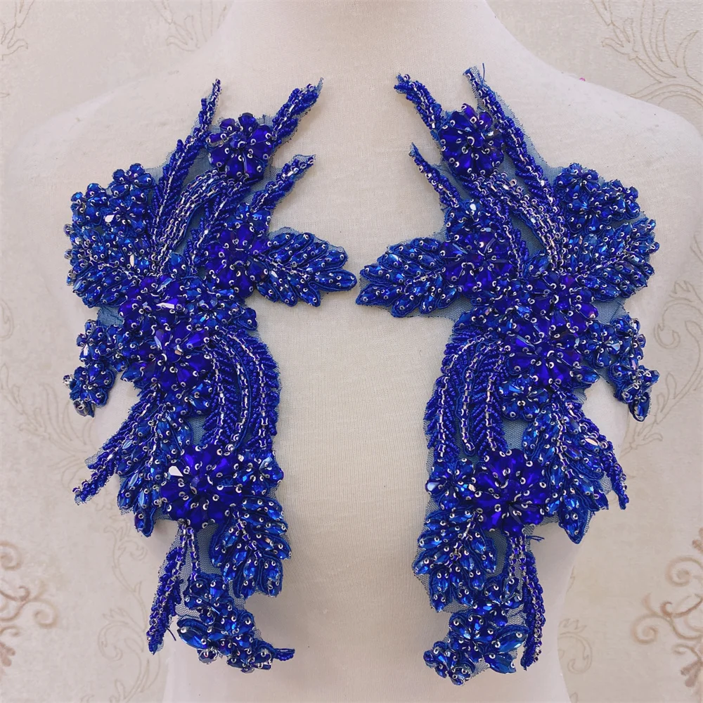 1pair High Quality Clothing Beaded Accessories Rhinestones Applique Patches For Clothing  DIY