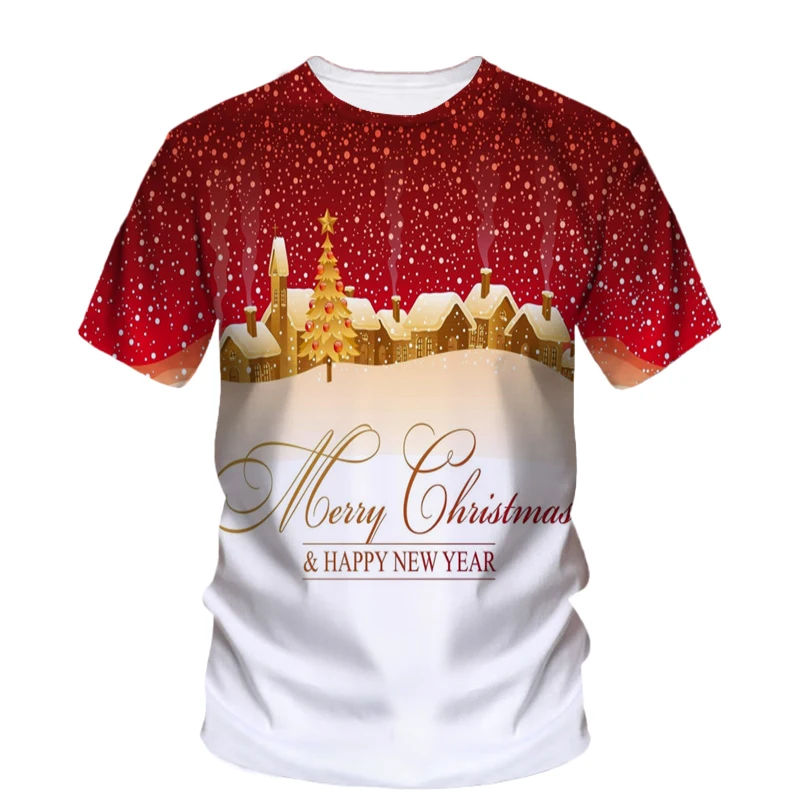 

New Christmas Holiday Men'S T-Shirt Hip Hop 3d Printed Christmas Eve Gift Loose Comfortable Personality Quality Short Sleeve