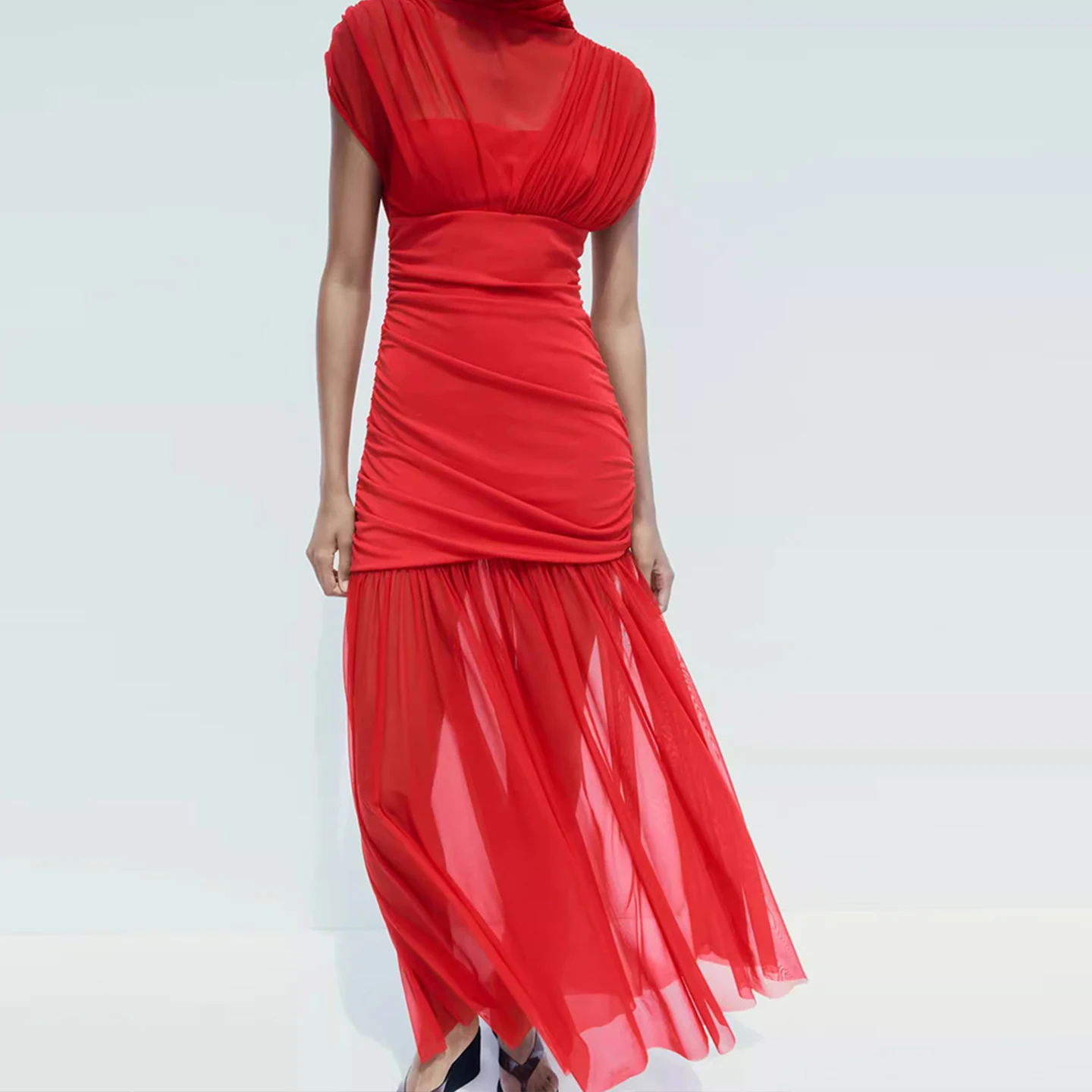 Ele Midi Dr 2025 Abito da donna autunno nuovo Sle con giunture in rete di seta di Z per l'uso quotidiano in Cina