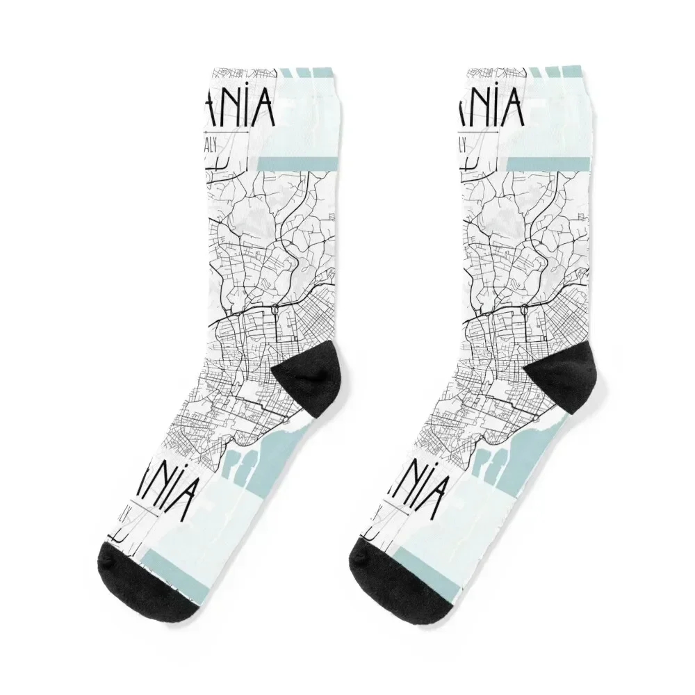 Catania Italy Map Socks with print FASHION compression japanese fashion Socks For Men Women's