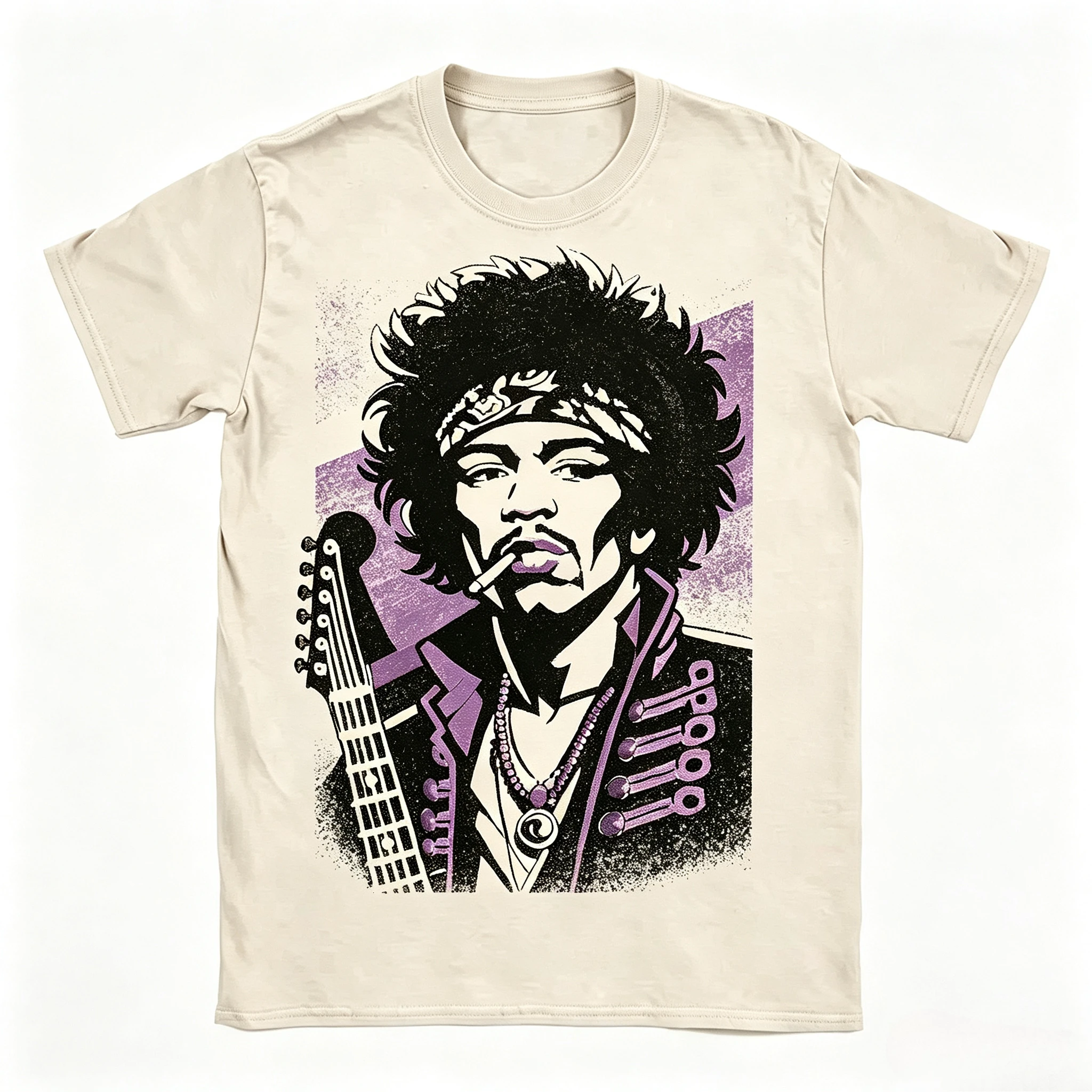 Men's T‑shirt Vintage Rock Guitar Musician Portrait Graphic Print Soft Cotton Retro Blues Street Daily Casual Tops Men Clothing