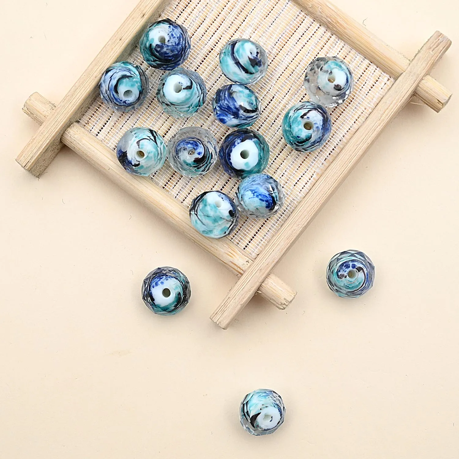 9x12mm Faceted Murano Lampwork Beads Blue Glass Crystal Spacer Beads For Jewelry Making Diy Charms Bracelet Necklace Accessories