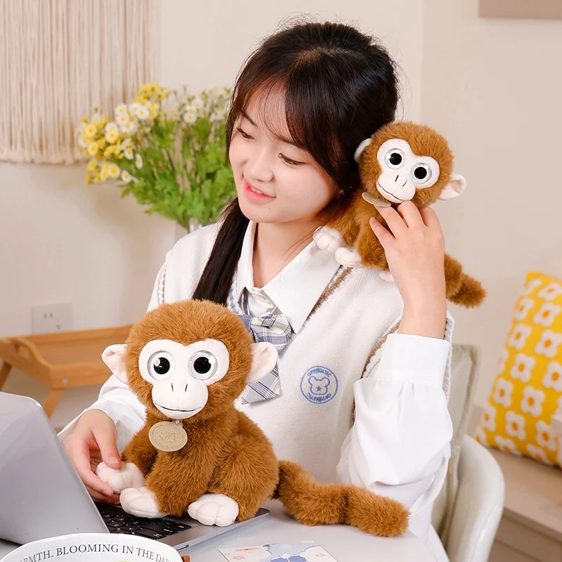 20cm/25cm Simulation Big-eyed Smile Golden Monkey Plush Toy Soft Stuffed Long Tail Monkey Doll Birthday Gift For Children