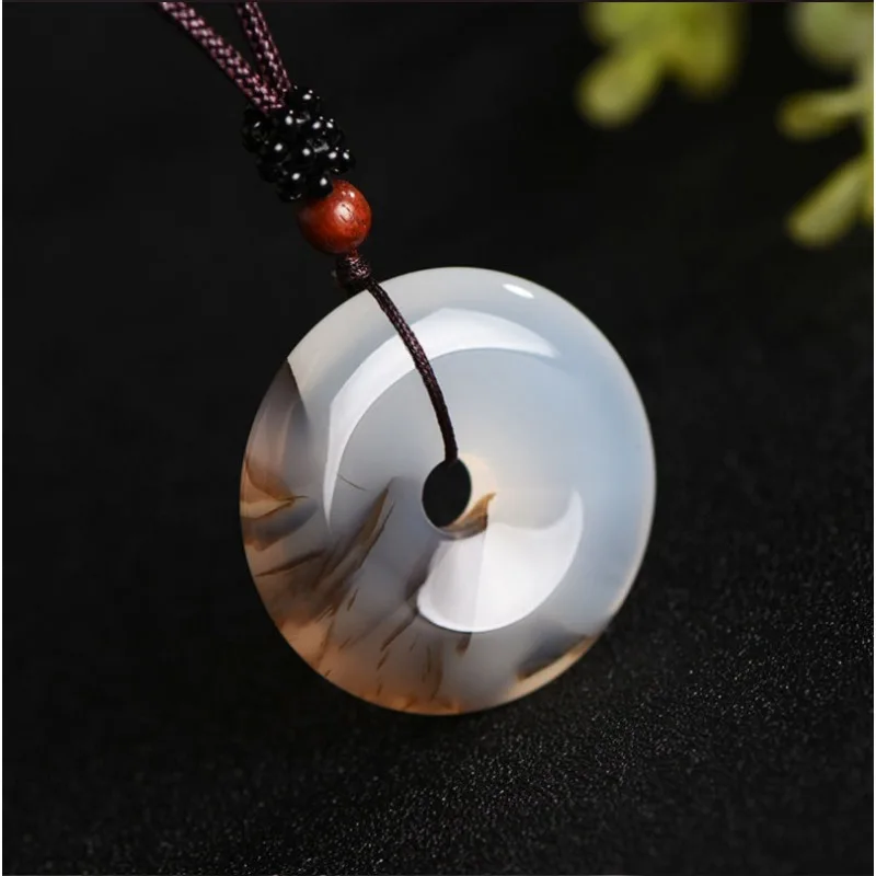 Chalcedony Ping An Buckle Grass Flower Pendant Fashion Men's and Women's