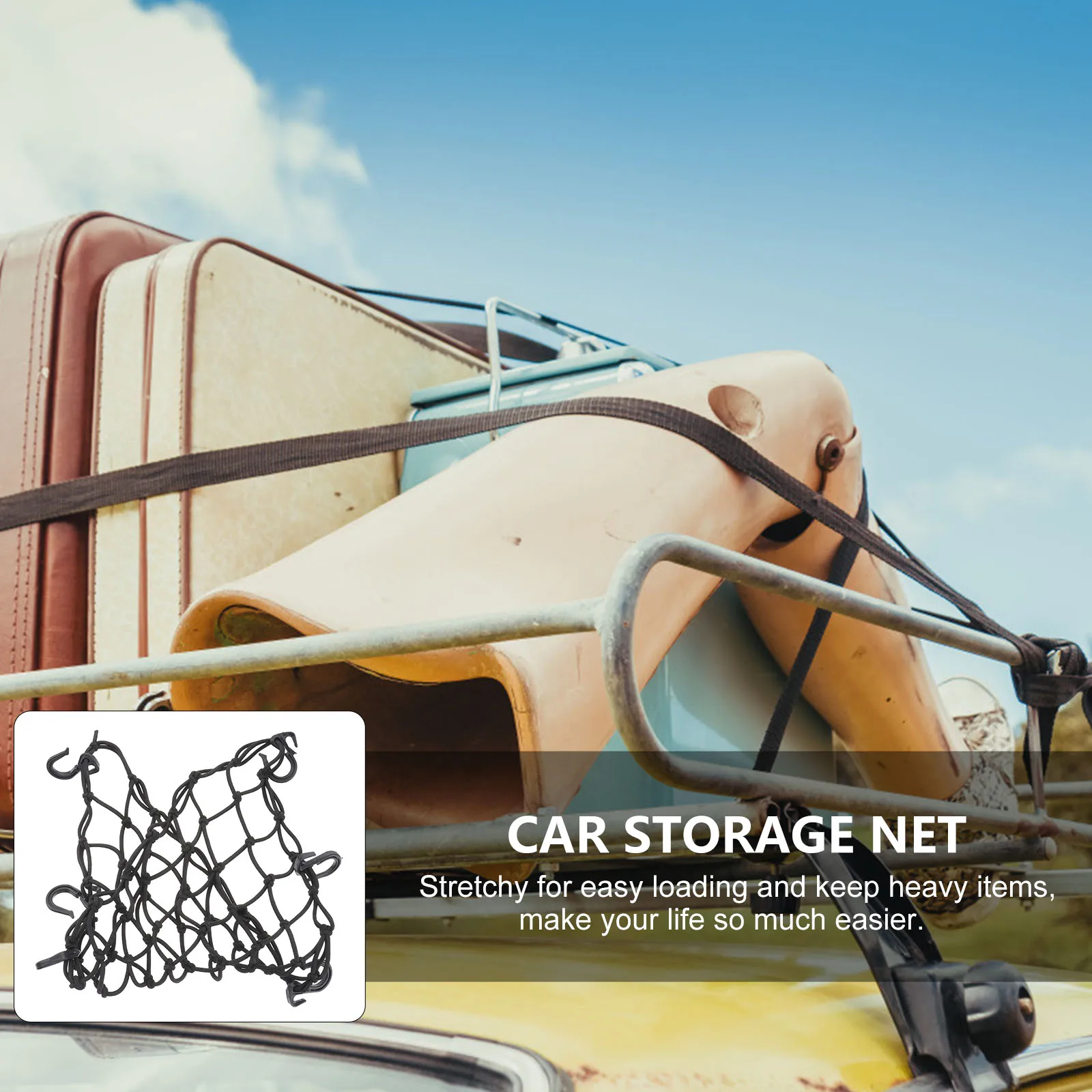 

Car Cargo Net 6 Hooks Elastic Luggage Net Trunk Items in 1 Min for Car Organization Motorcycle Mesh