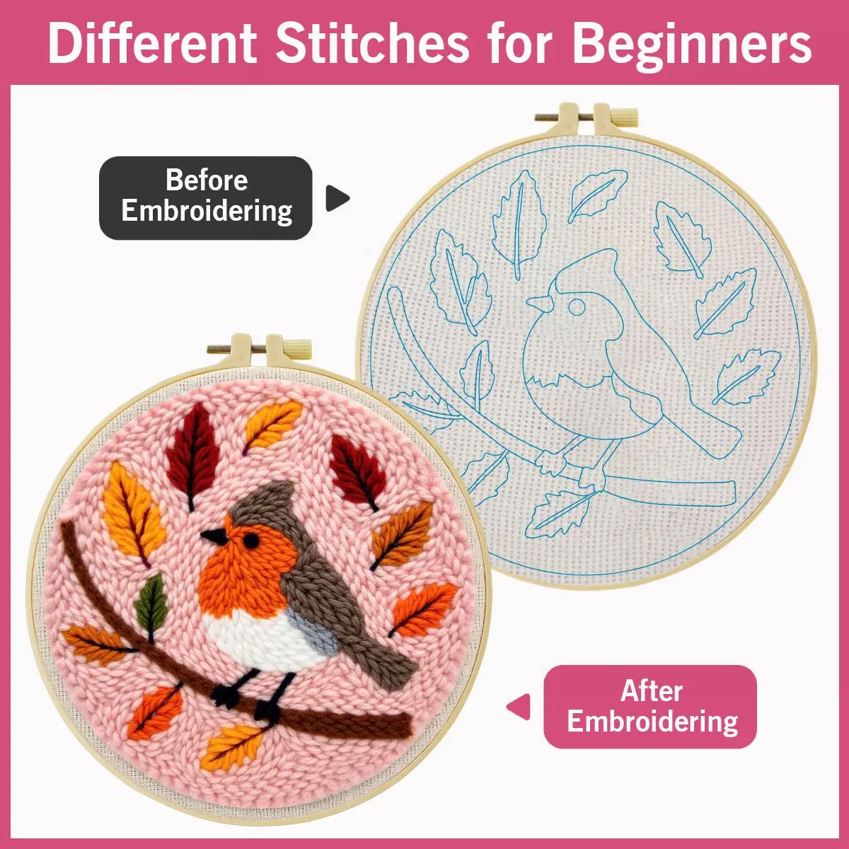 20X20CM/7,87 Zoll Insekten - Vögel Stanznadel-Stickset, Stickerei, gestrickte Stickerei, DIY handgemachtes Geschenk – Detail 2